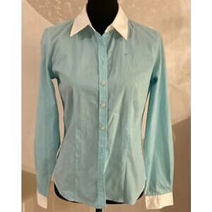 Lilly Pulitzer Button Down Long Sleeve Stripe Blue White Collar 8